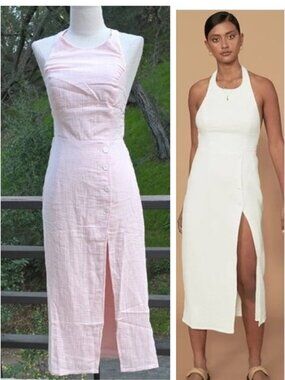 NWT SANCIA MARSAY BLUSH MIDI HALTER DRESS SIZE M